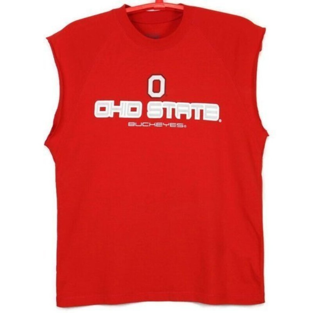 Ohio State Buckeyes OSU Muscle T-Shirt Shirt Red Sleeveless‎ L Large